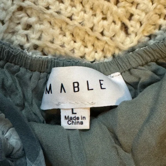 Mable Blue & White Gingham Open Tie Back Midi Dress Size Large Puff Sleeves - Picture 5 of 10